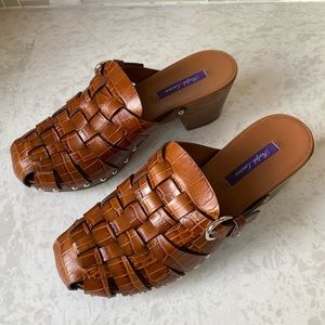 New! Ralph Lauren Purple Label Leather Mules. Never worn!